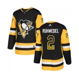 Adidas Pittsburgh Penguins #2 Chad Ruhwedel Authentic Black Drift Fashion NHL Jersey