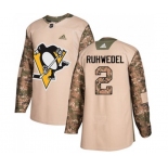 Adidas Pittsburgh Penguins #2 Chad Ruhwedel Authentic Camo Veterans Day Practice NHL Jersey