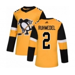 Adidas Pittsburgh Penguins #2 Chad Ruhwedel Authentic Gold Alternate NHL Jersey