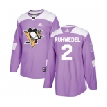 Adidas Pittsburgh Penguins #2 Chad Ruhwedel Authentic Purple Fights Cancer Practice NHL Jersey