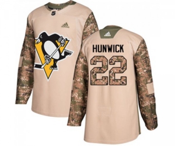 Adidas Pittsburgh Penguins #22 Matt Hunwick Authentic Camo Veterans Day Practice NHL Jersey