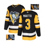 Adidas Pittsburgh Penguins #3 Olli Maatta Authentic Black Fashion Gold NHL Jersey