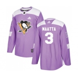 Adidas Pittsburgh Penguins #3 Olli Maatta Authentic Purple Fights Cancer Practice NHL Jersey