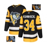 Adidas Pittsburgh Penguins #34 Tom Kuhnhackl Authentic Black Fashion Gold NHL Jersey