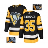 Adidas Pittsburgh Penguins #35 Tom Barrasso Authentic Black Fashion Gold NHL Jersey