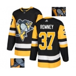 Adidas Pittsburgh Penguins #37 Carter Rowney Authentic Black Fashion Gold NHL Jersey