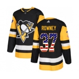 Adidas Pittsburgh Penguins #37 Carter Rowney Authentic Black USA Flag Fashion NHL Jersey