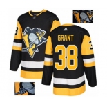 Adidas Pittsburgh Penguins #38 Derek Grant Authentic Black Fashion Gold NHL Jersey