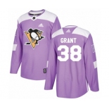 Adidas Pittsburgh Penguins #38 Derek Grant Authentic Purple Fights Cancer Practice NHL Jersey