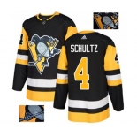 Adidas Pittsburgh Penguins #4 Justin Schultz Authentic Black Fashion Gold NHL Jersey