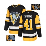 Adidas Pittsburgh Penguins #41 Daniel Sprong Authentic Black Fashion Gold NHL Jersey