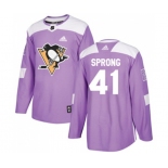 Adidas Pittsburgh Penguins #41 Daniel Sprong Authentic Purple Fights Cancer Practice NHL Jersey