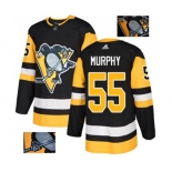 Adidas Pittsburgh Penguins #55 Larry Murphy Authentic Black Fashion Gold NHL Jersey