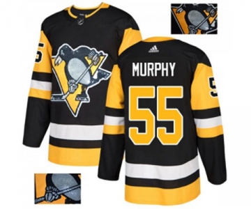 Adidas Pittsburgh Penguins #55 Larry Murphy Authentic Black Fashion Gold NHL Jersey