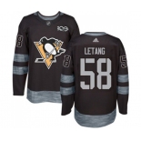 Adidas Pittsburgh Penguins #58 Kris Letang Authentic Black 1917-2017 100th Anniversary NHL Jersey