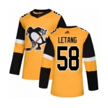 Adidas Pittsburgh Penguins #58 Kris Letang Authentic Gold Alternate NHL Jersey