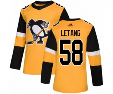 Adidas Pittsburgh Penguins #58 Kris Letang Authentic Gold Alternate NHL Jersey