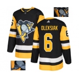 Adidas Pittsburgh Penguins #6 Jamie Oleksiak Authentic Black Fashion Gold NHL Jersey