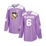 Adidas Pittsburgh Penguins #6 Jamie Oleksiak Authentic Purple Fights Cancer Practice NHL Jersey