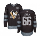 Adidas Pittsburgh Penguins #66 Mario Lemieux Authentic Black 1917-2017 100th Anniversary NHL Jersey