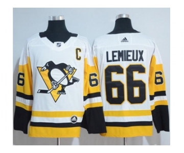 Adidas Pittsburgh Penguins #66 Mario Lemieux White Road Authentic Stitched NHL Jersey