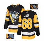 Adidas Pittsburgh Penguins #68 Jaromir Jagr Authentic Black Fashion Gold NHL Jersey