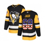 Adidas Pittsburgh Penguins #68 Jaromir Jagr Authentic Black USA Flag Fashion NHL Jersey