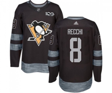 Adidas Pittsburgh Penguins #8 Mark Recchi Authentic Black 1917-2017 100th Anniversary NHL Jersey