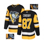 Adidas Pittsburgh Penguins #87 Sidney Crosby Authentic Black Fashion Gold NHL Jersey