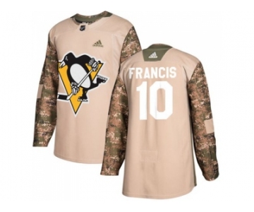 Men Adidas Pittsburgh Penguins #10 Ron Francis Camo Authentic 2017 Veterans Day Stitched NHL Jersey