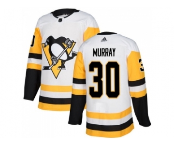 Men Adidas Pittsburgh Penguins #30 Matt Murray White Road Authentic Stitched NHL Jersey