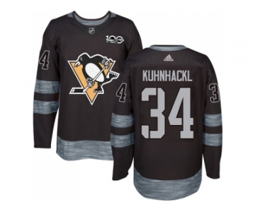 Men Adidas Pittsburgh Penguins #34 Tom Kuhnhackl Black 1917-2017 100th Anniversary Stitched NHL Jersey