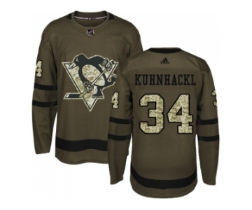 Men Adidas Pittsburgh Penguins #34 Tom Kuhnhackl Green Salute to Service Stitched NHL Jersey