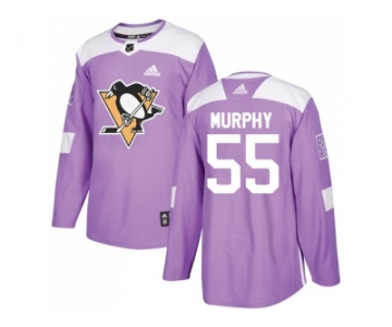 Men Adidas Pittsburgh Penguins #55 Larry Murphy Purple Authentic Fights Cancer Stitched NHL Jersey