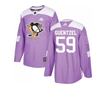 Men Adidas Pittsburgh Penguins #59 Jake Guentzel Purple Authentic Fights Cancer Stitched NHL Jersey