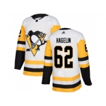 Men Adidas Pittsburgh Penguins #62 Carl Hagelin White Road Authentic Stitched NHL Jersey