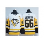 Men Adidas Pittsburgh Penguins #66 Mario Lemieux White Road Authentic Stitched NHL Jersey