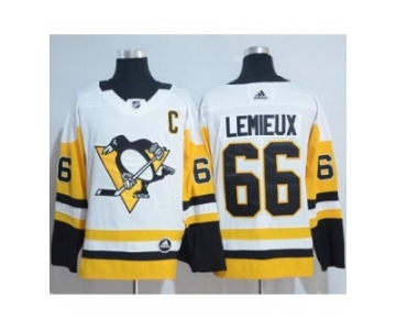 Men Adidas Pittsburgh Penguins #66 Mario Lemieux White Road Authentic Stitched NHL Jersey