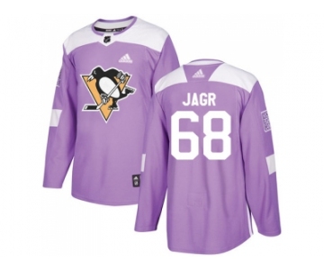 Men Adidas Pittsburgh Penguins #68 Jaromir Jagr Purple Authentic Fights Cancer Stitched NHL Jersey