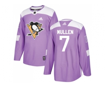 Men Adidas Pittsburgh Penguins #7 Joe Mullen Purple Authentic Fights Cancer Stitched NHL Jersey