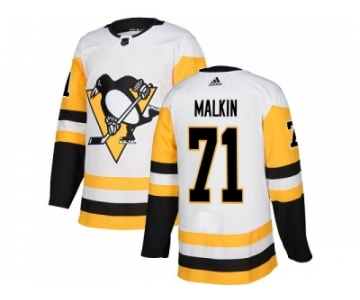 Men Adidas Pittsburgh Penguins #71 Evgeni Malkin White Road Authentic Stitched NHL Jersey