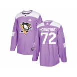 Men Adidas Pittsburgh Penguins #72 Patric Hornqvist Purple Authentic Fights Cancer Stitched NHL Jersey