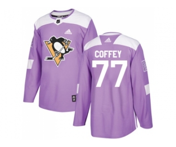 Men Adidas Pittsburgh Penguins #77 Paul Coffey Purple Authentic Fights Cancer Stitched NHL Jersey