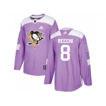 Men Adidas Pittsburgh Penguins #8 Mark Recchi Purple Authentic Fights Cancer Stitched NHL Jersey