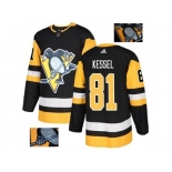 Men Adidas Pittsburgh Penguins #81 Phil Kessel Black Home Authentic Fashion Gold Stitched NHL Jersey