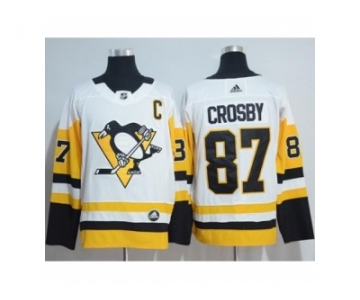 Men Adidas Pittsburgh Penguins #87 Sidney Crosby White Road Authentic Stitched NHL Jersey