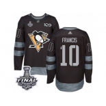 Men's Adidas Pittsburgh Penguins #10 Ron Francis Authentic Black 1917-2017 100th Anniversary 2017 Stanley Cup Final NHL Jersey