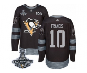 Men's Adidas Pittsburgh Penguins #10 Ron Francis Premier Black 1917-2017 100th Anniversary 2017 Stanley Cup Champions NHL Jersey