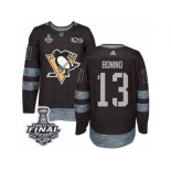 Men's Adidas Pittsburgh Penguins #13 Nick Bonino Authentic Black 1917-2017 100th Anniversary 2017 Stanley Cup Final NHL Jersey