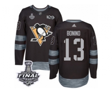 Men's Adidas Pittsburgh Penguins #13 Nick Bonino Authentic Black 1917-2017 100th Anniversary 2017 Stanley Cup Final NHL Jersey